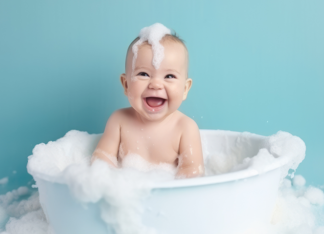 bébé dans baignoire